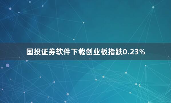 国投证券软件下载创业板指跌0.23%