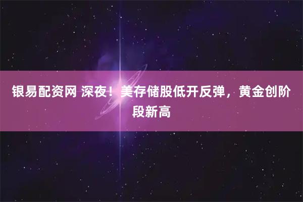 银易配资网 深夜！美存储股低开反弹，黄金创阶段新高